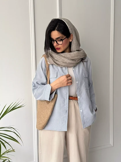 مانتو راه راه رز