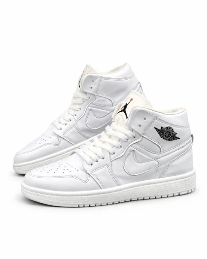 کفش کتانی مردانه مدل جردن وان ساق‌دار سفید تمام Nike jordan1