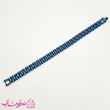دستبند مردانه زنانه استیل طرح رولکس آبی