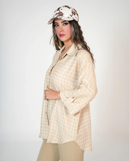 شومیز زنانه با بافت چهارخانه کد 523 (511)