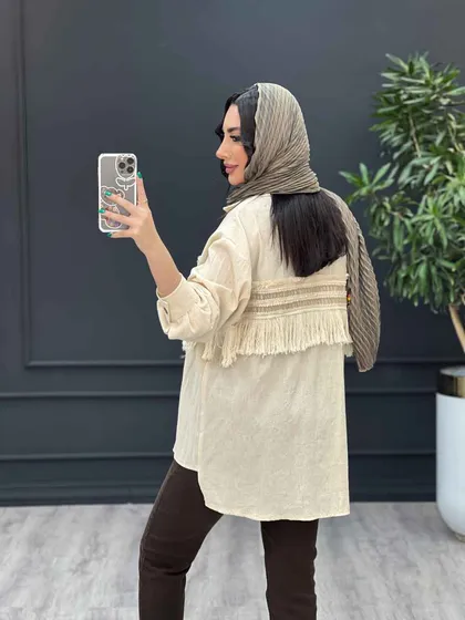 مانتو لینن نچرال ریش دوزی