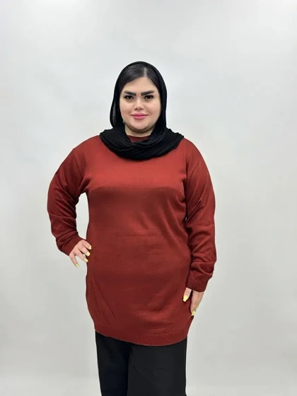 بلوز بافت گپ سایز بزرگ زنانه یقه گرد