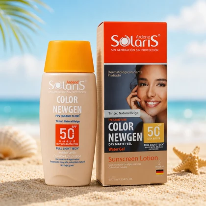 لوسیون ضد آفتاب رنگی آردن سولاریس مدل Color Newgen با SPF50 بژ طبیعی