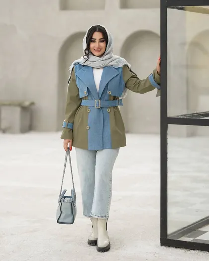 بارانی مدل سانتانا یقه انگلیسی ترکیب باجین آسترکشی کد 2298