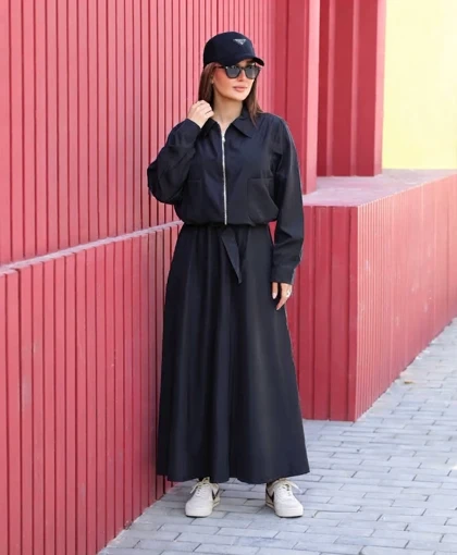 ست بامبر دامن زنانه کتان تی سی