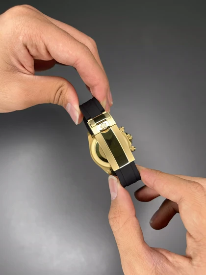 ساعت مچی رولکس دیتونا صفحه طرحدار رابر مشکی دورنگین Rolex Daytona