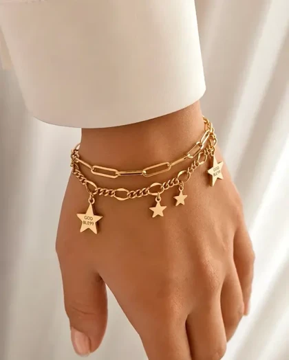 دستبند دو لاین آویز ستاره ژوپینگ