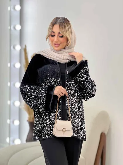 مانتو پولک دوزی ریش دار