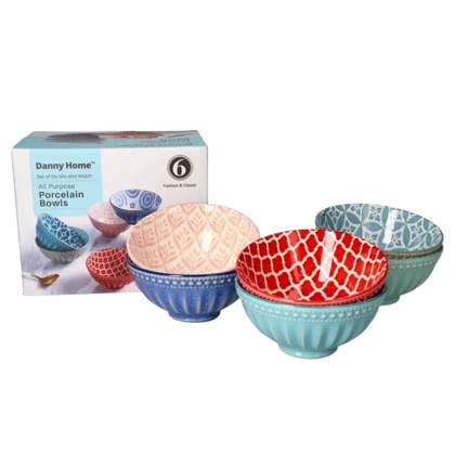 کاسه ماست خوری دنی هوم 6 تایی طرح دار / BA41