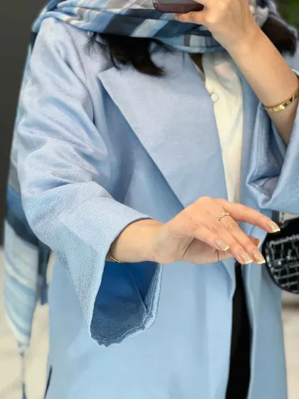 مانتو یقه دوبل آستین پاکتی