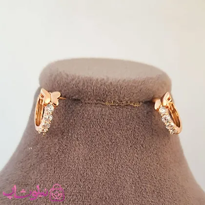 گوشواره زنانه حلقه‌ای نگین‌دار ژوپینگ طرح پروانه