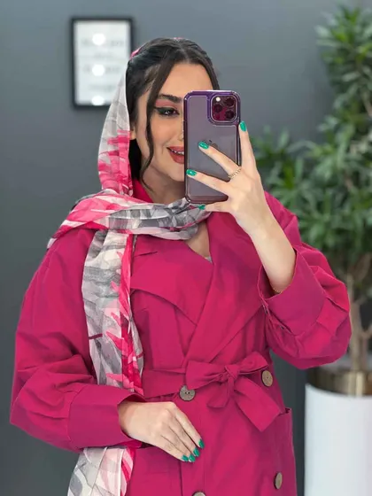 مانتو لینن آستین پیله دکمه چوبی