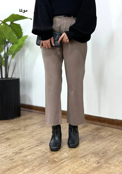 شلوار کتان واید کات