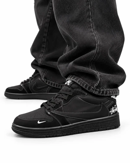 کفش کتانی مردانه مدل نایکی ترویس دیور مشکی دوخت سفید Nike travis