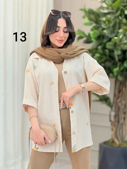شومیز نچرال طرح دار
