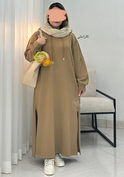 پیراهن ماکسی کلاه دار