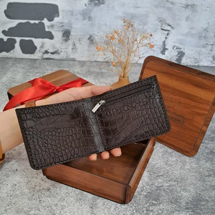 کیف پول مردانه جیبی 2لت چرم طبیعی طرح روکو