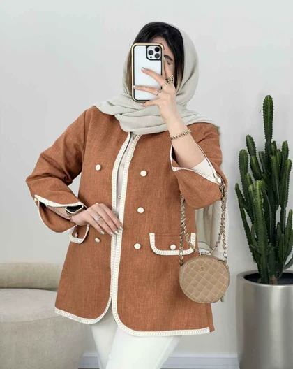کت نوار دوزی آستین چاک‌دار(5)کد3450