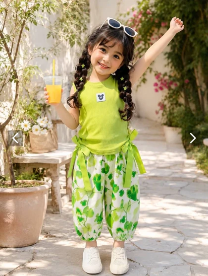 ست کراپ و شلوار گل‌دار