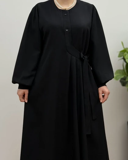 مانتو زنانه بلند مشکی مدل وانیا (ویژه محرم)
