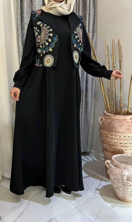 مانتو عبایی و جلیقه تسنیم