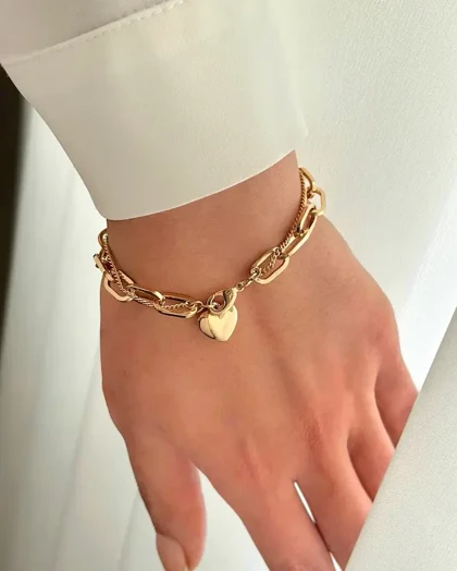 دستبند دو لاین آویز قلب ژوپینگ