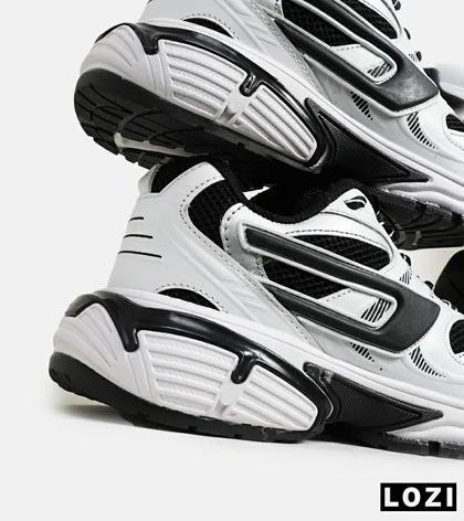 کفش کتانی مردانه سفید مشکی طوسی DIESEL S-SERENDIPITY SPORT مدل 5814