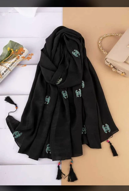 شال مشکی گلدوزی مارک
