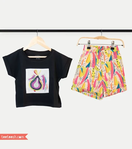 ست تیشرت و شلوارک طرح گلابی