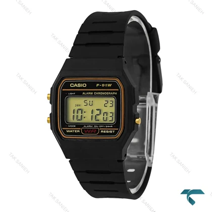 ساعت کاسیو F-91W نوستالژی مشکی طلایی Casio-7651-U