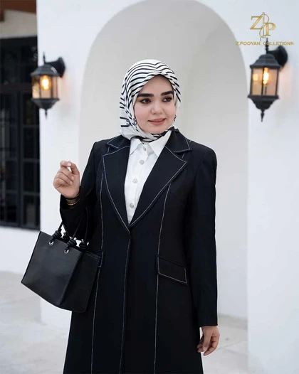 مانتو زنانه بلند کرپ مارلن