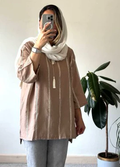 تونیک مانتویی سوزن دوزی دیبا