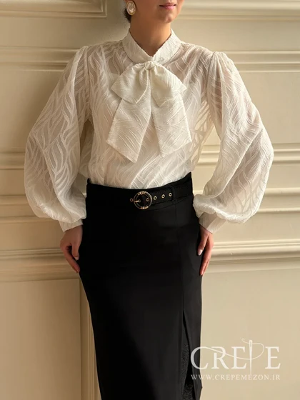 شومیز دوتیکه حریر پاپیونی