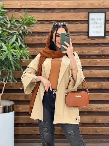 مانتو لینن آستین بنددار