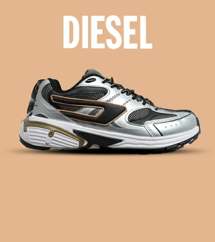 کفش کتانی مردانه نقره ای خاکستری مشکی DIESEL S-SERENDIPITY SPORT مدل 5815