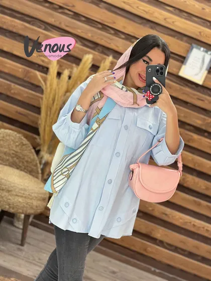 مانتو آستین سه ربع جلو دکمه