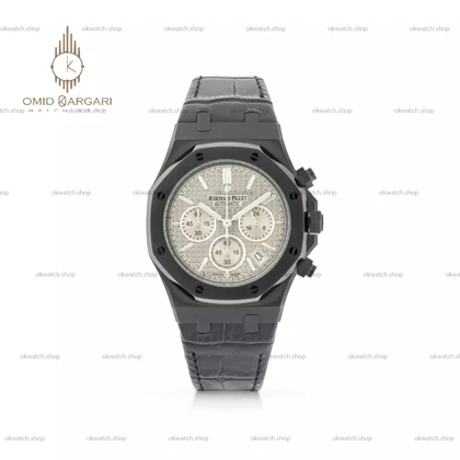 ساعت مچی اودمار پیگه بند چرمی صفحه طوسی Audemars Piguet