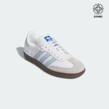 کفش کتانی زنانه سامبا سفید آبی samba adidas