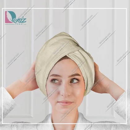 حوله سر طرح ساده مدل کلاه پیچ رنگ کرم