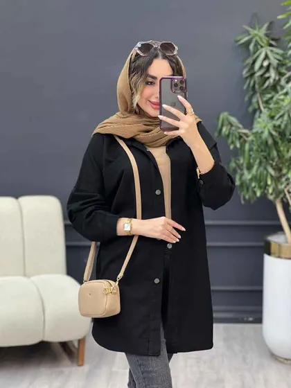 مانتو کتان دو جیب پرناز