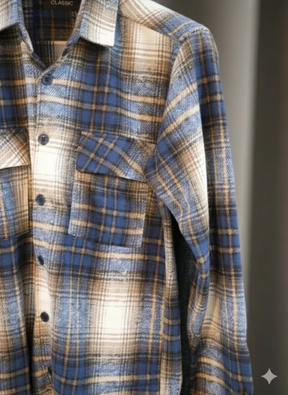 پیراهن پشمی چهارخونه از پارچه پشمی برس خورده با ترکیب رنگی خاص و جذاب _ کد890