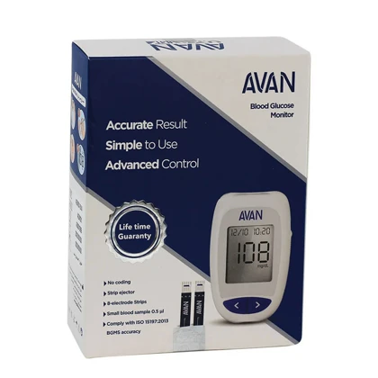 دستگاه تست قند خون آوان ( avan ) مدل AGM01 به همراه 10 عدد نوار تست قند خون