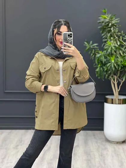 مانتو لینن جیب نما بغل سه دکمه