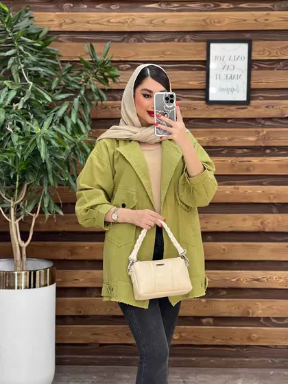 مانتو لینن جیب کج ریش دار