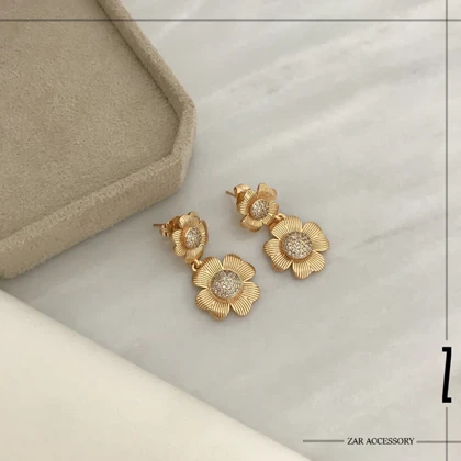 گوشواره دو گل شیاردار