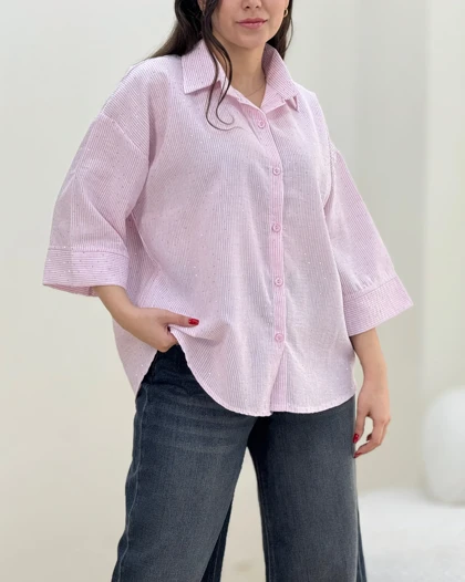 شومیز راه راه نگینی