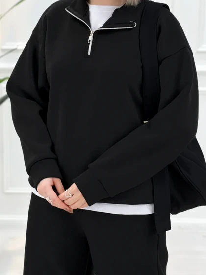 دورس نیم زیپ مشکی زنانه توکرکی دلوین