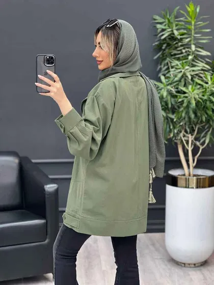 مانتو لینن دو جیب نما پایین پاگن