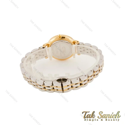 ساعت DW زنانه گرد فلزی دورنگ طلایی ایندکس یونانی DW-5630-L