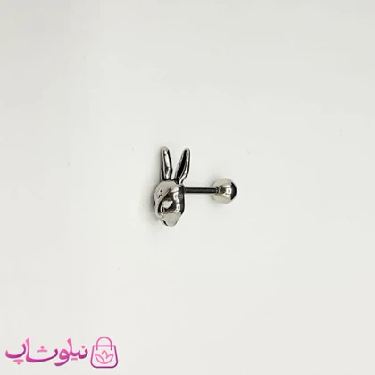 پیرسینگ گوش استیل مدل کانگورو نقره ای رنگ کد 100